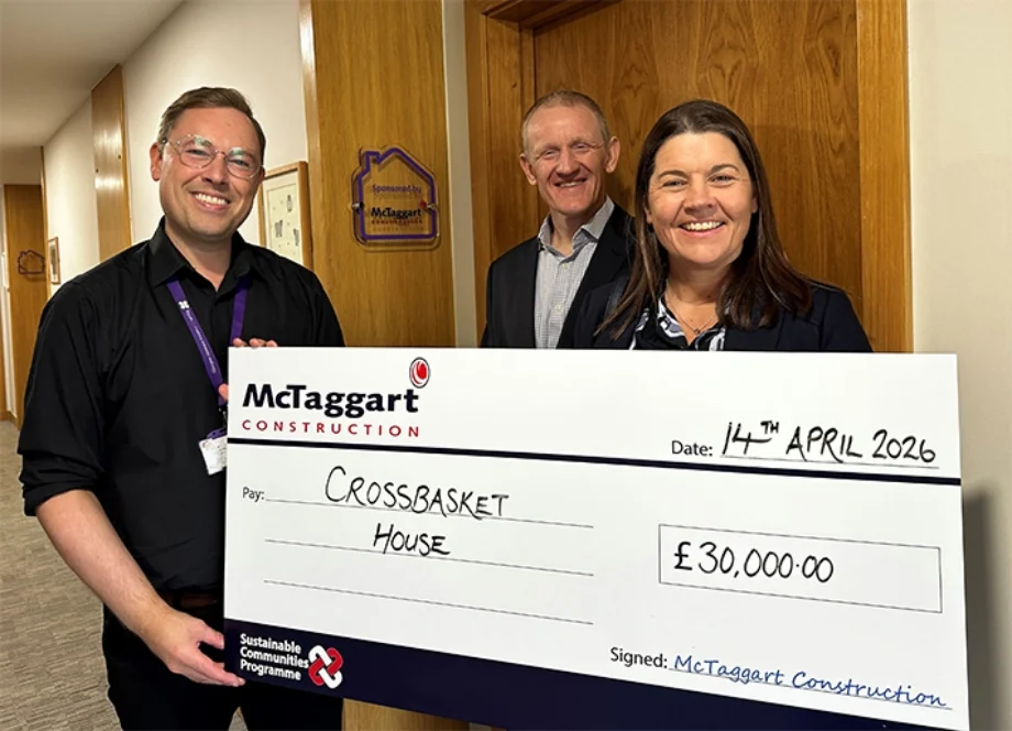 McTaggart Construction gifts £30,000 to Crossbasket House to Fund Family Room for a Year